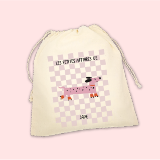 sac en coton teckel pour ranger ses affaires sales