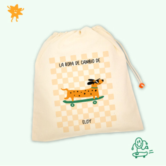 bolsita con nombre para la guardería y la escuela infantil