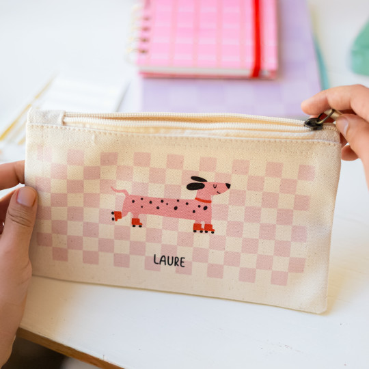 trousse personnalisée teckel école collège