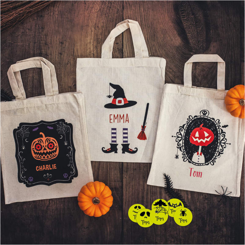personalised Halloween tote bags