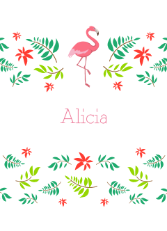 Personalised water bottles with girl's name and flamingo