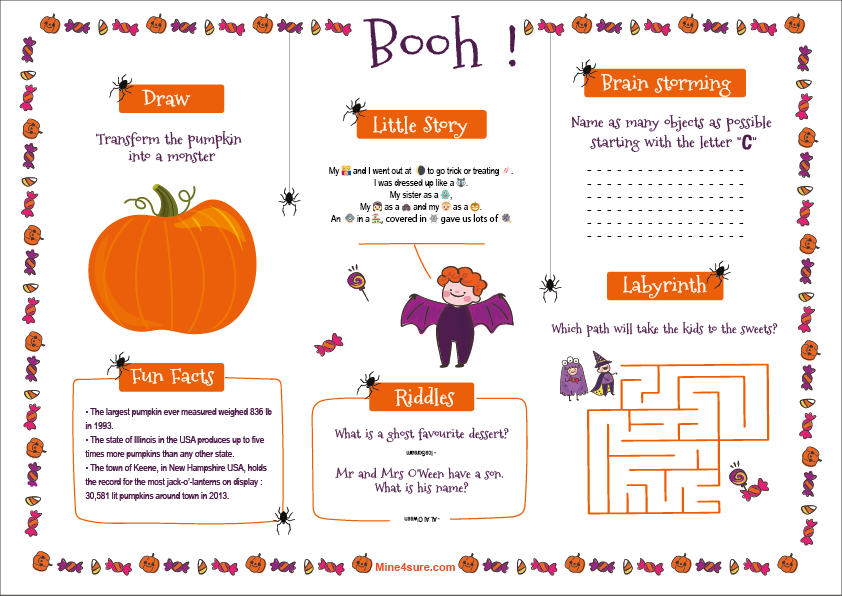 Halloween place mat activity set for kids