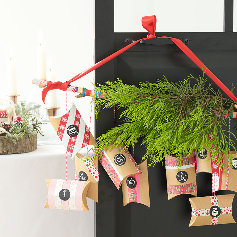 Homemade recycled pillow boxes Advent calendar