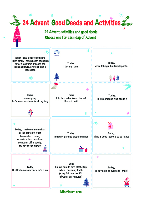 good deeds and activities ideas for Advent