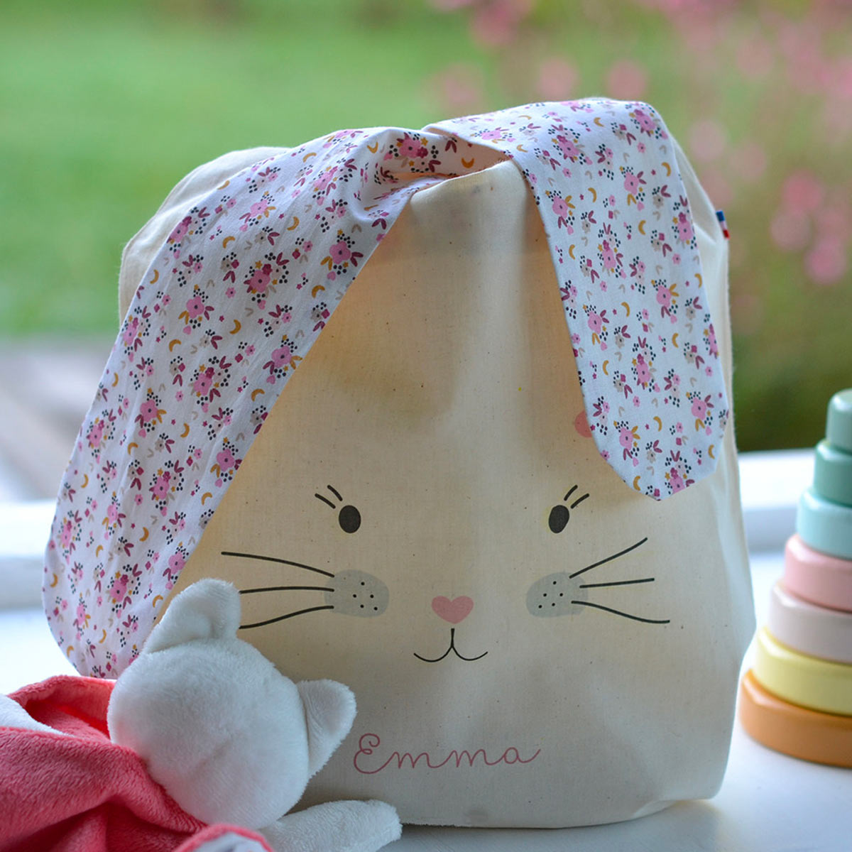 personalised bag for teddies and comforters for daycare