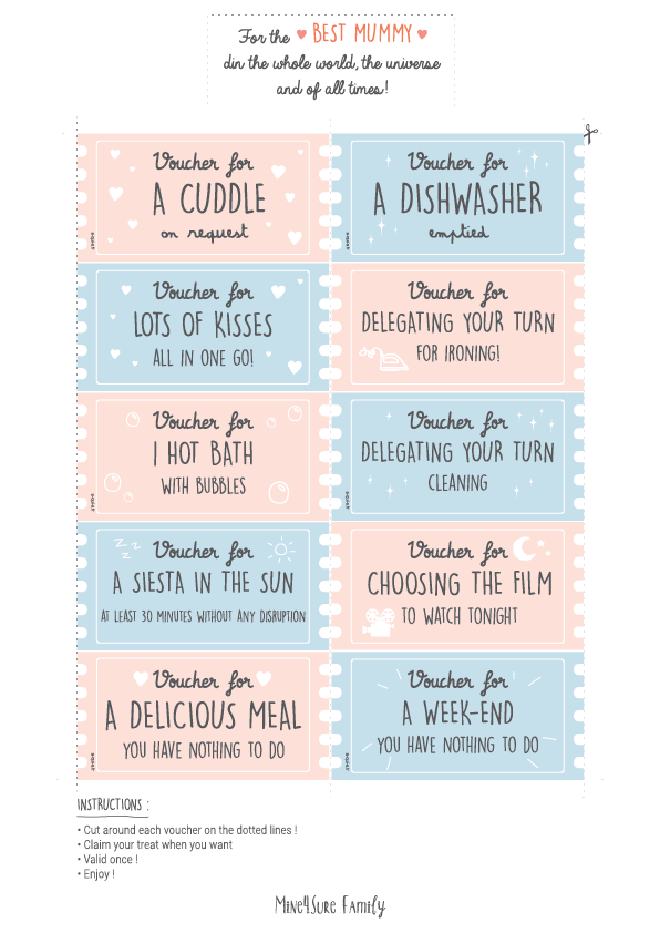 Mother's Day DIY: vouchers for treats