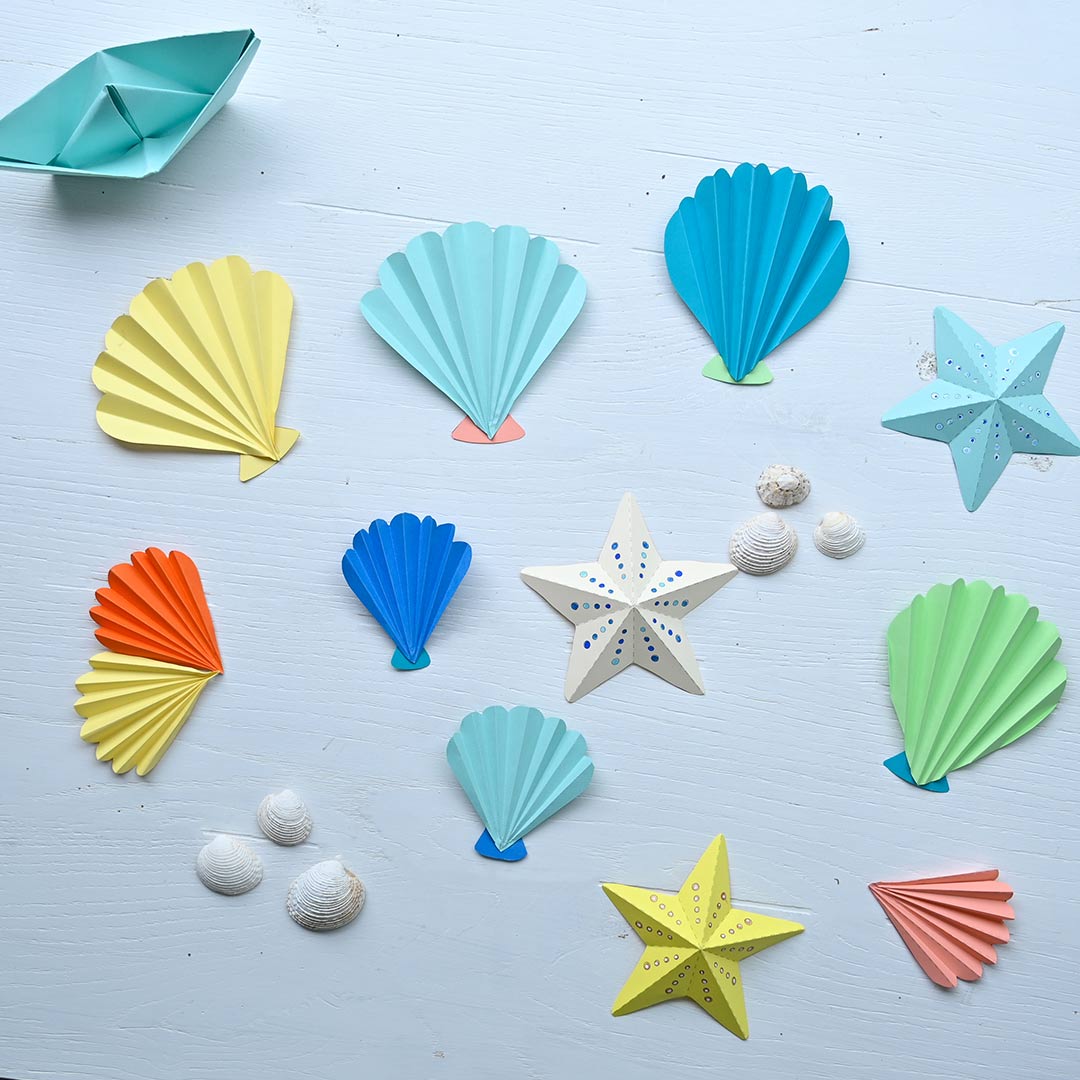 DIY Conchas de mar en origami, una actividad fácil para los niños.