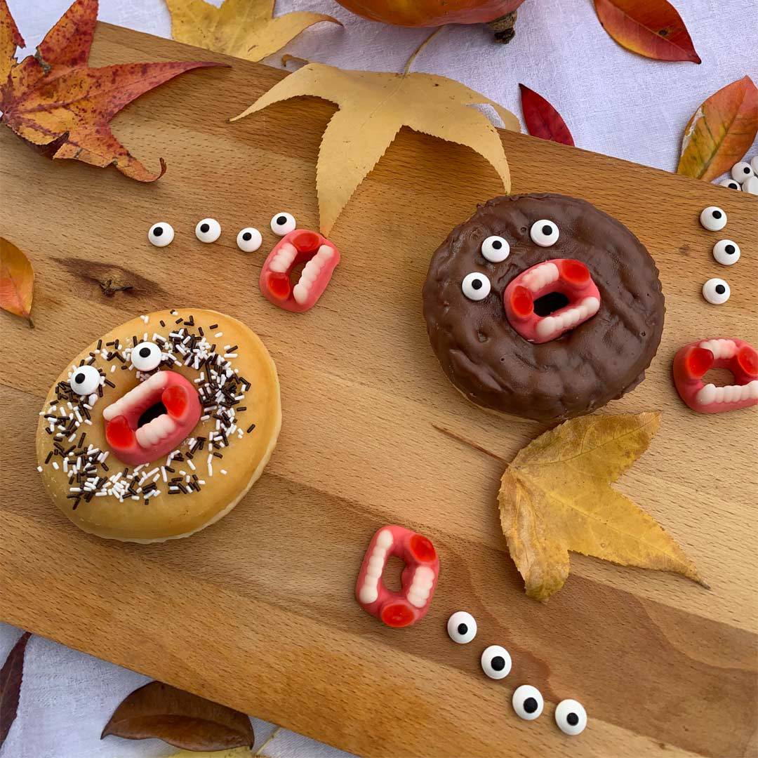 Halloween monster doughnuts