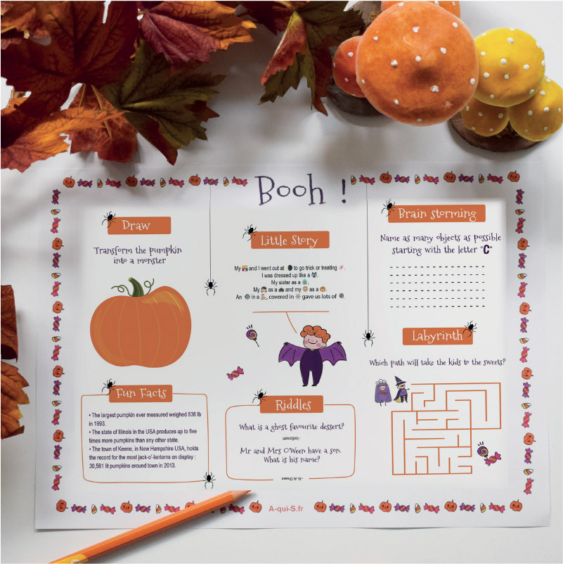 Halloween place mat: Let’s keep the kids entertained before going trick-or-treating!