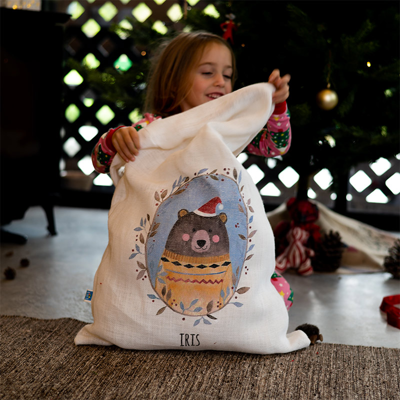 Personalised hessian Santa sack to hold all christmas presents