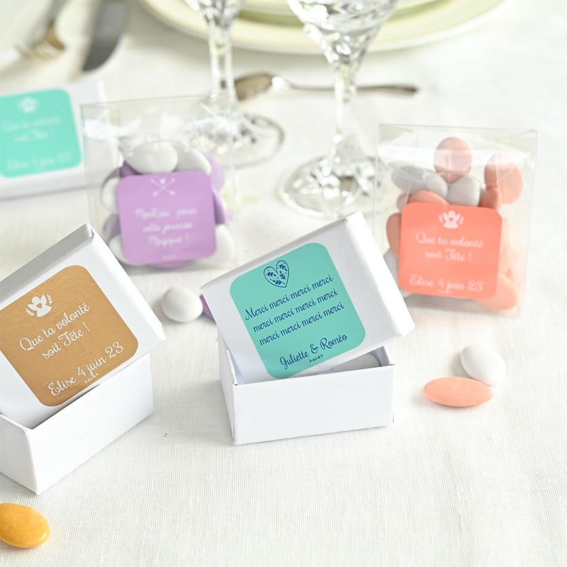 etiquettes dragées baptême