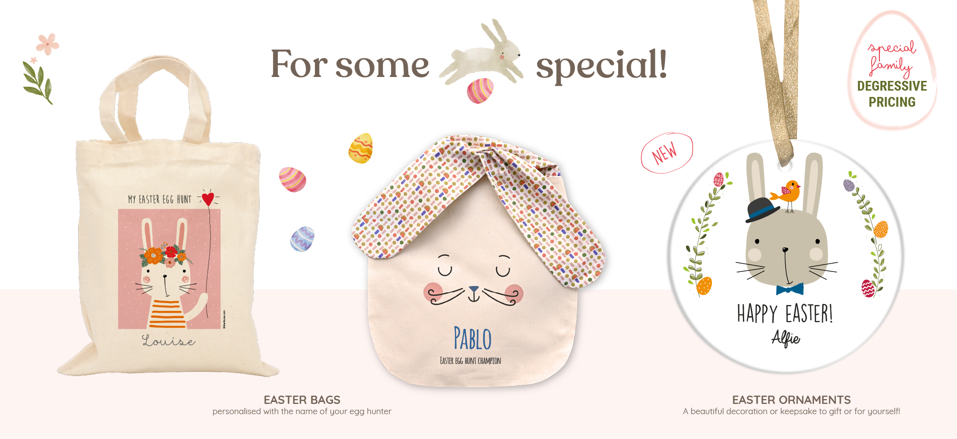 Personalised Easter bags and ornaments