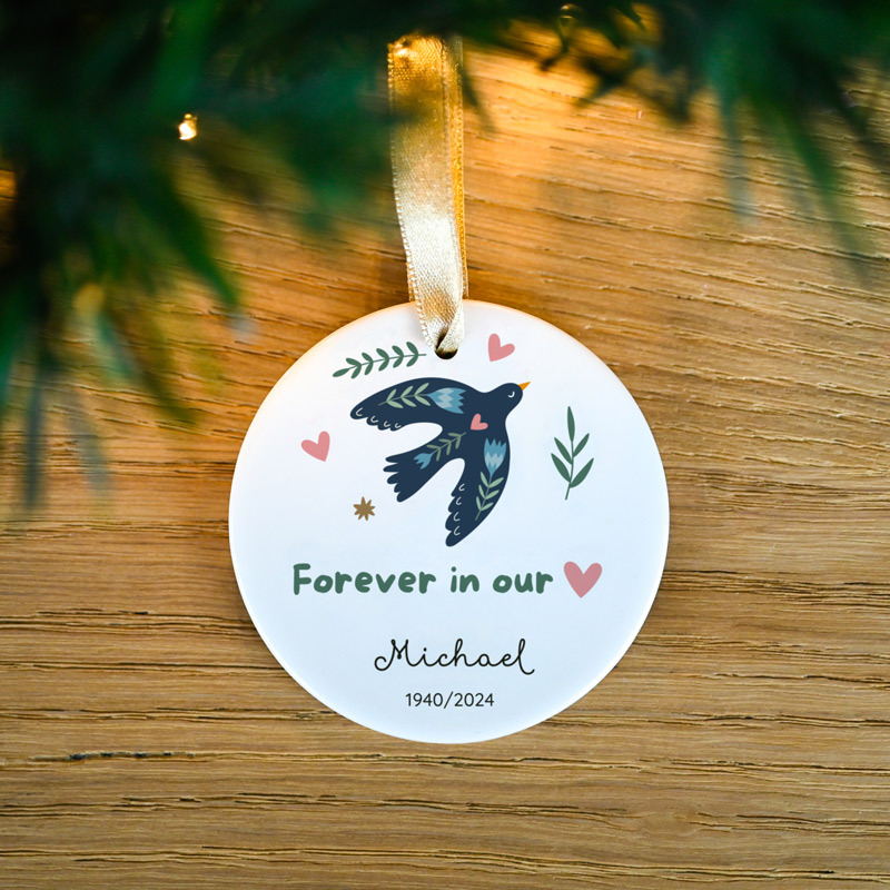 A personalised Christmas bauble to remember loved ones.