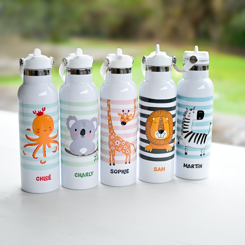 Gourde personnalisée thème animaux A-qui-S