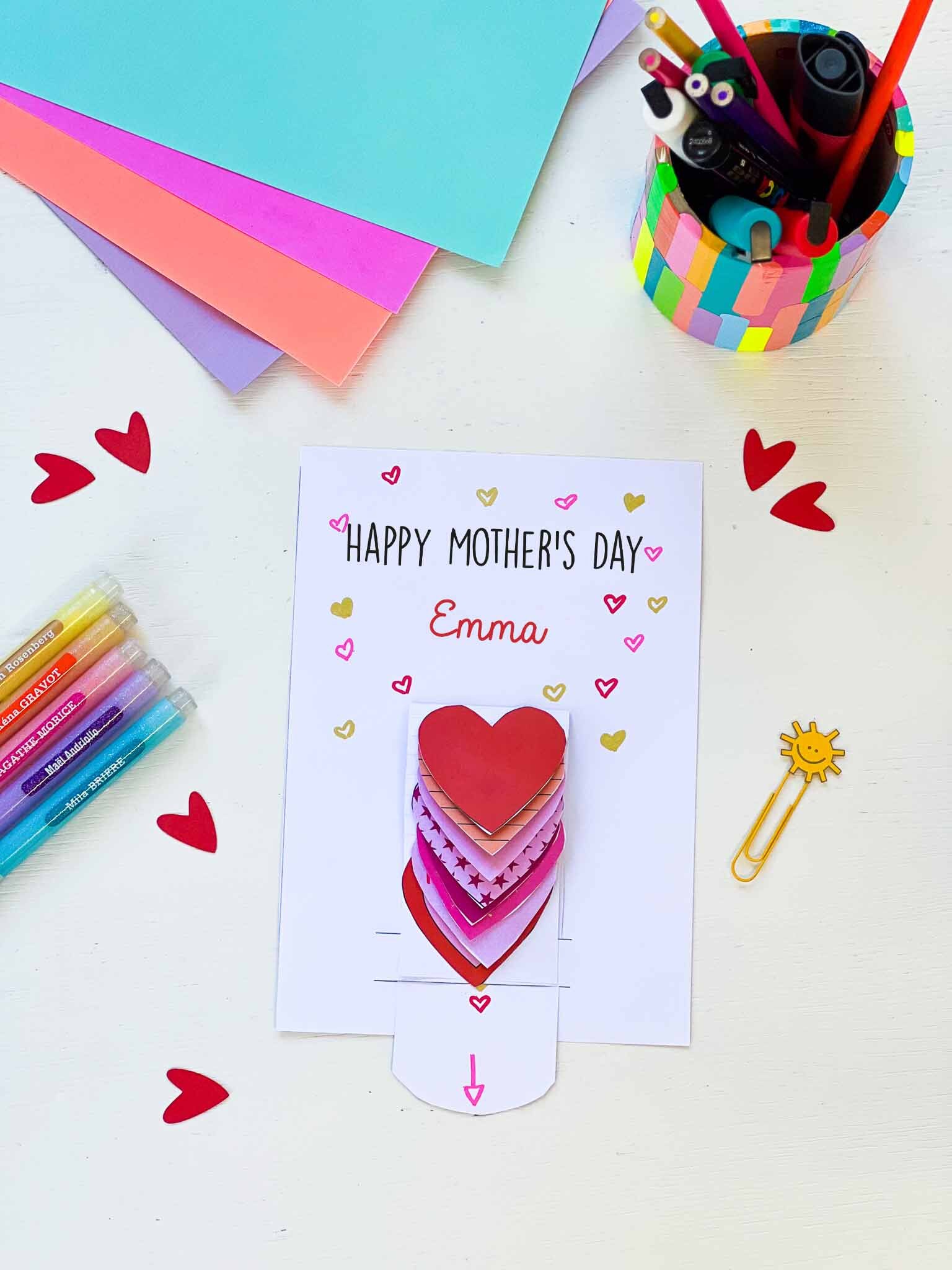 Mothers Day card DIY: A pop up card full of hearts