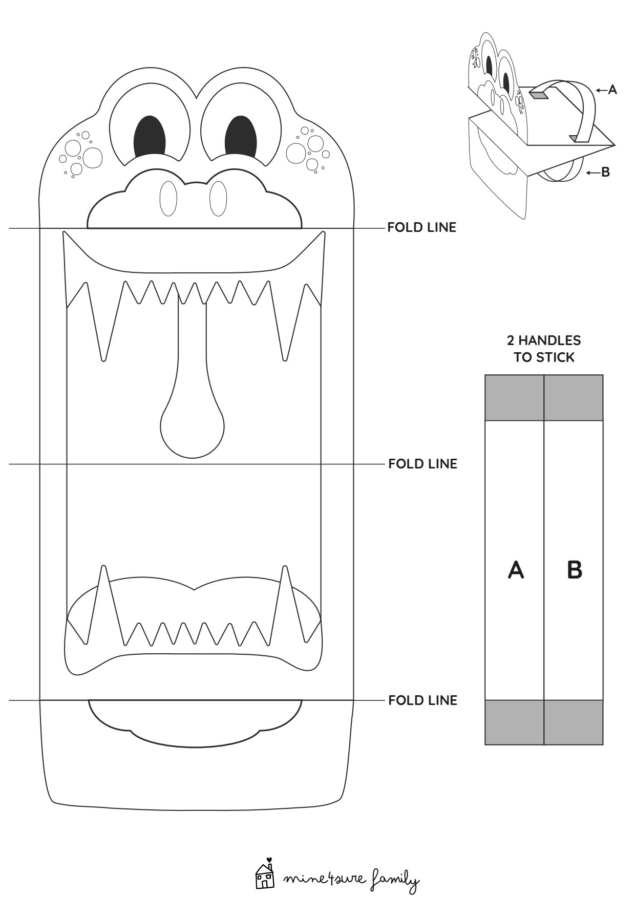 free download diy crocodile paper puppet
