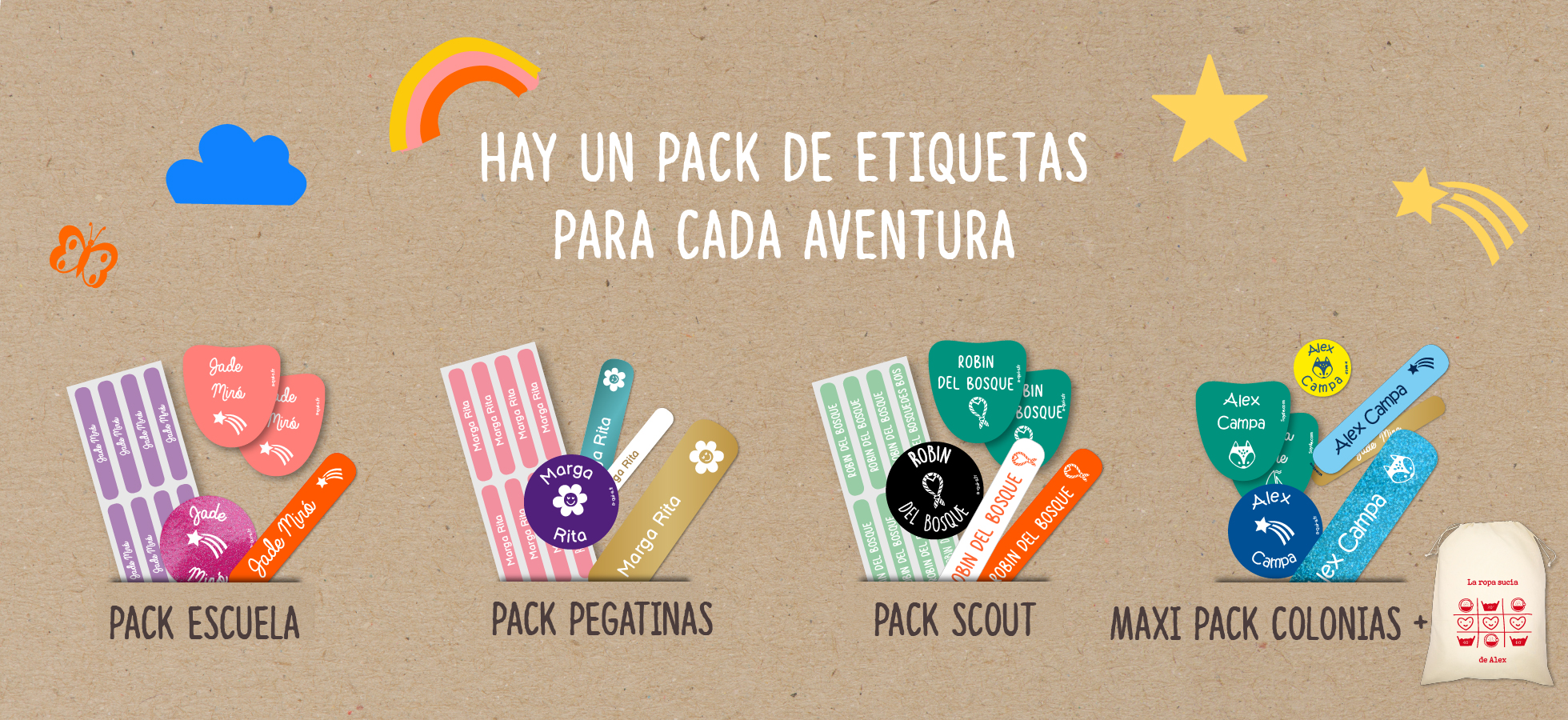 Packs combinados con etiquetas personalizadas