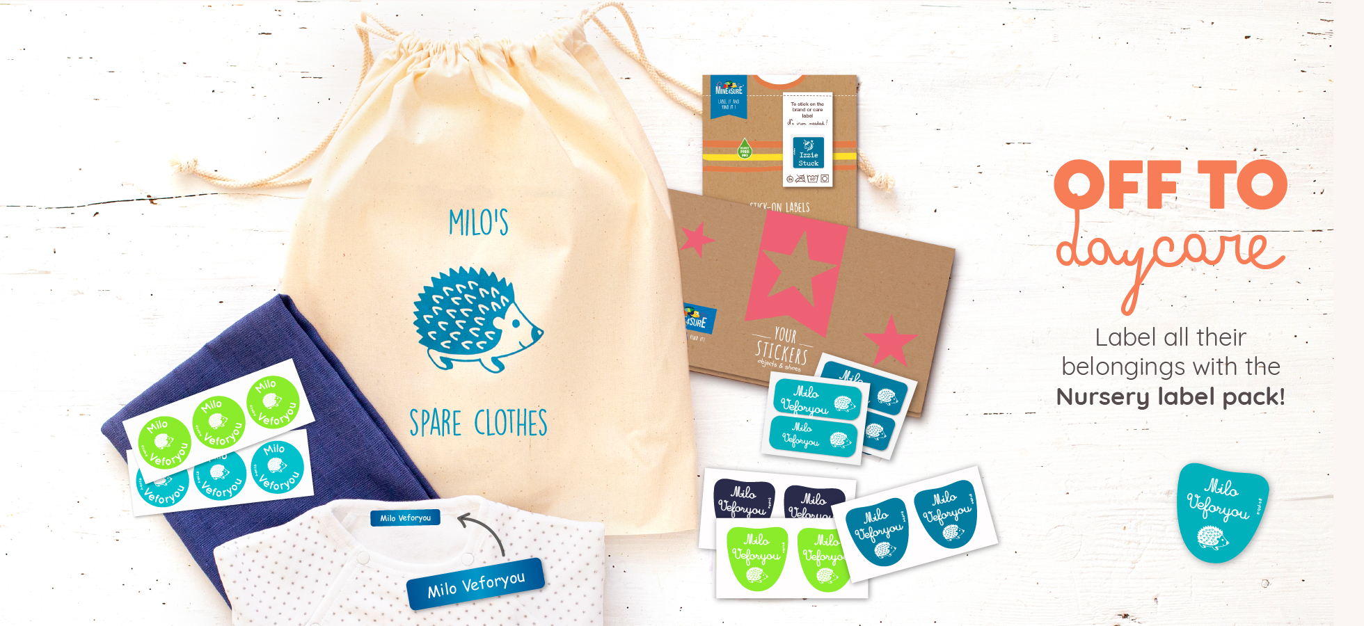 Personalised labels for and products for daycare and nursery