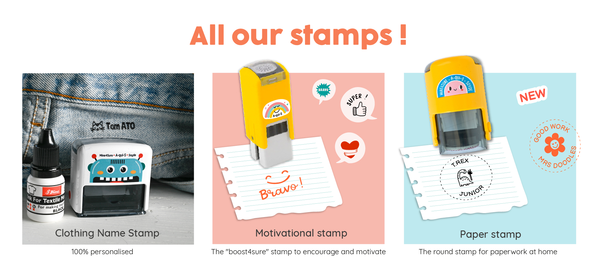 Clothing name stamp and personalised paper stamp