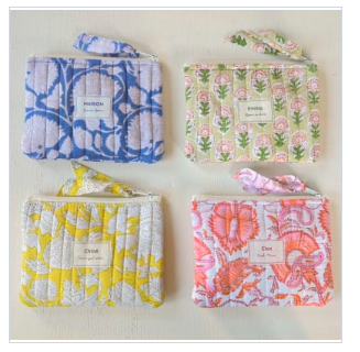 Block print quilted pouch