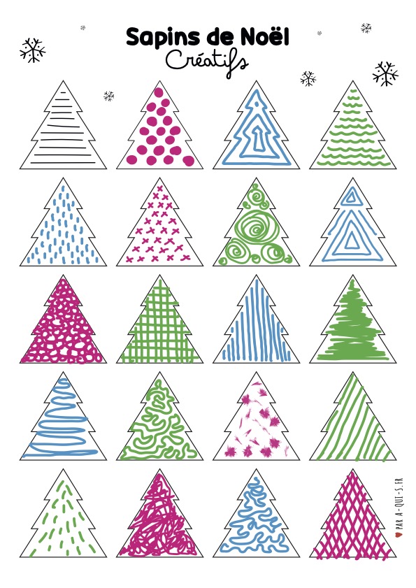 Coloriage créatif : Sapins de Noël
