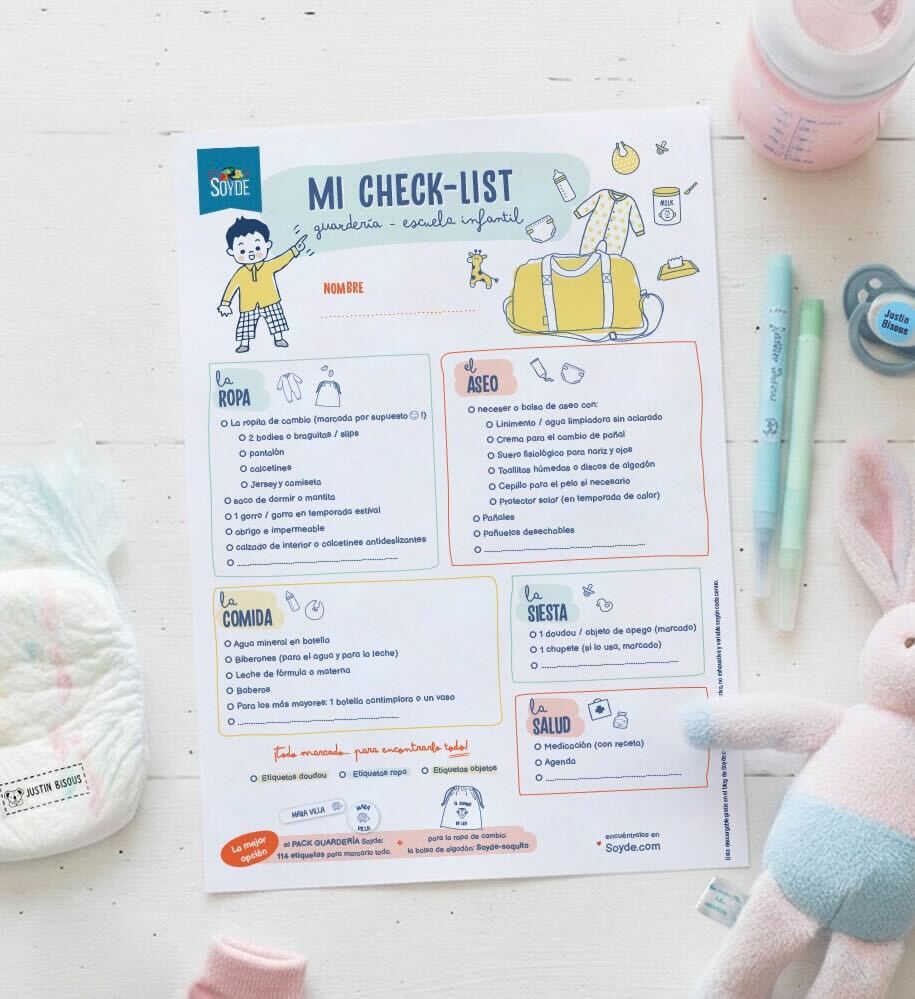 La check-list y el pack guardería para no olvidar nada