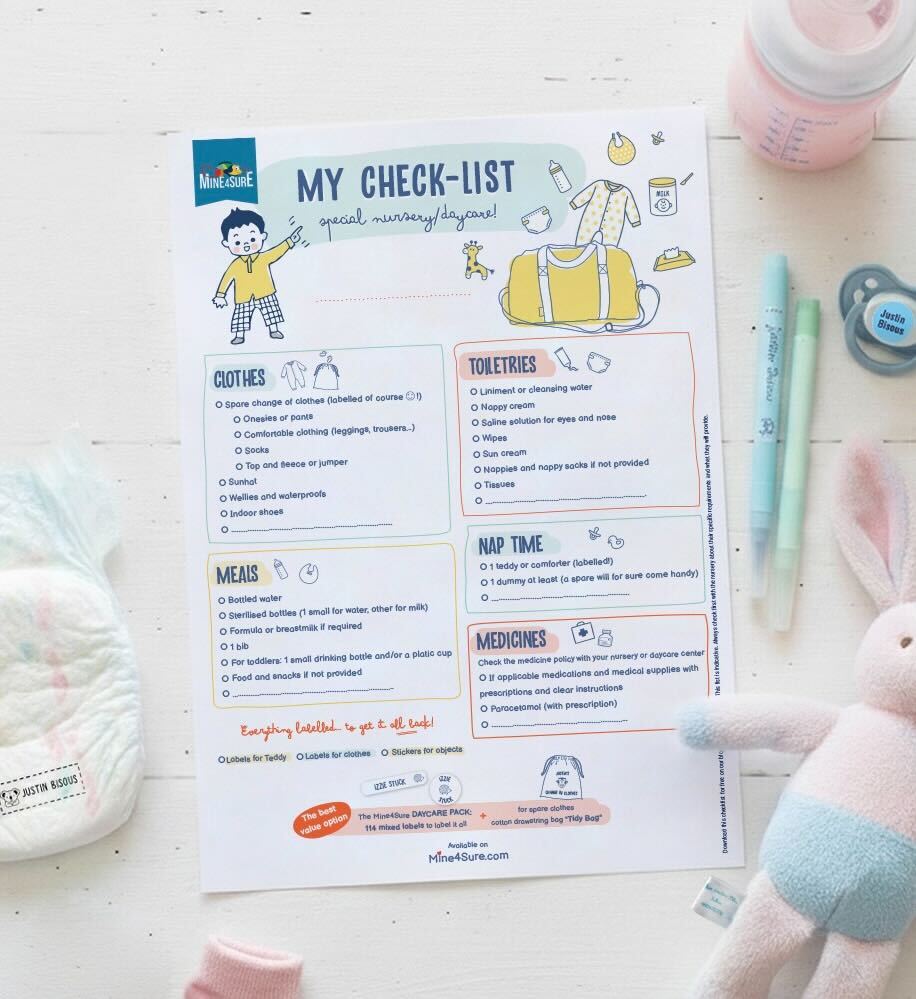 Off to daycare or nursery? The check list and the Nursery label pack you need!