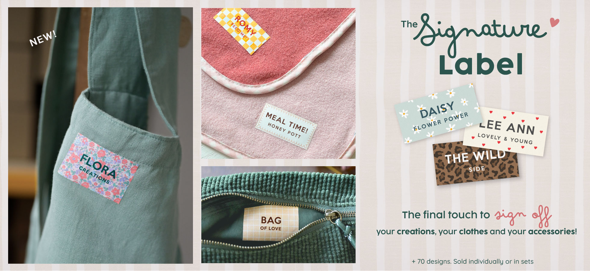 Iron on fabric name labels personalised