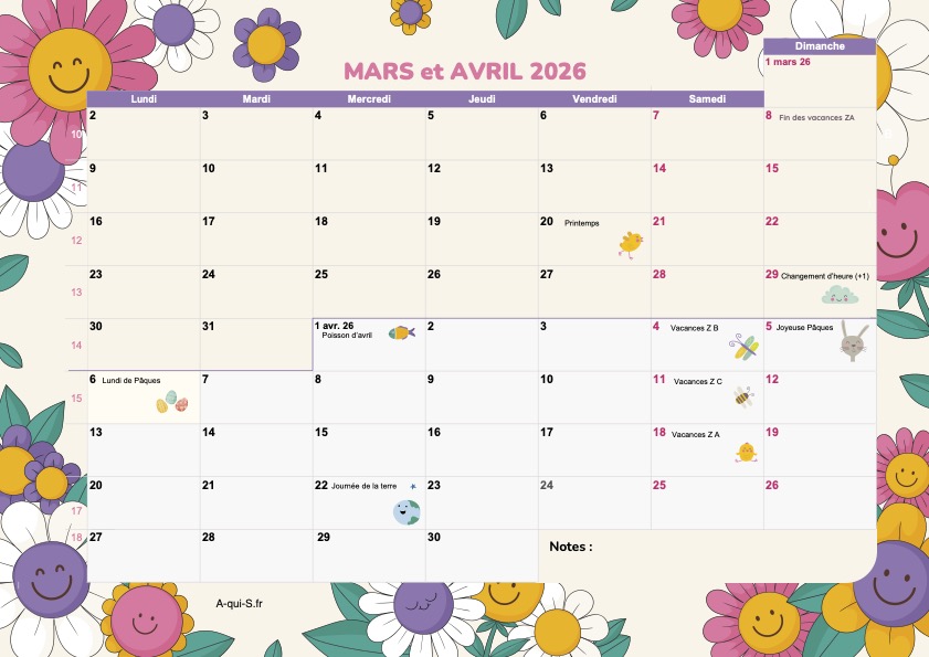 Le calendrier bimestriel mars avril 2025 : planifiez votre printemps ! Le calendrier bimestriel mars avril 2025 : planifiez votre printemps !