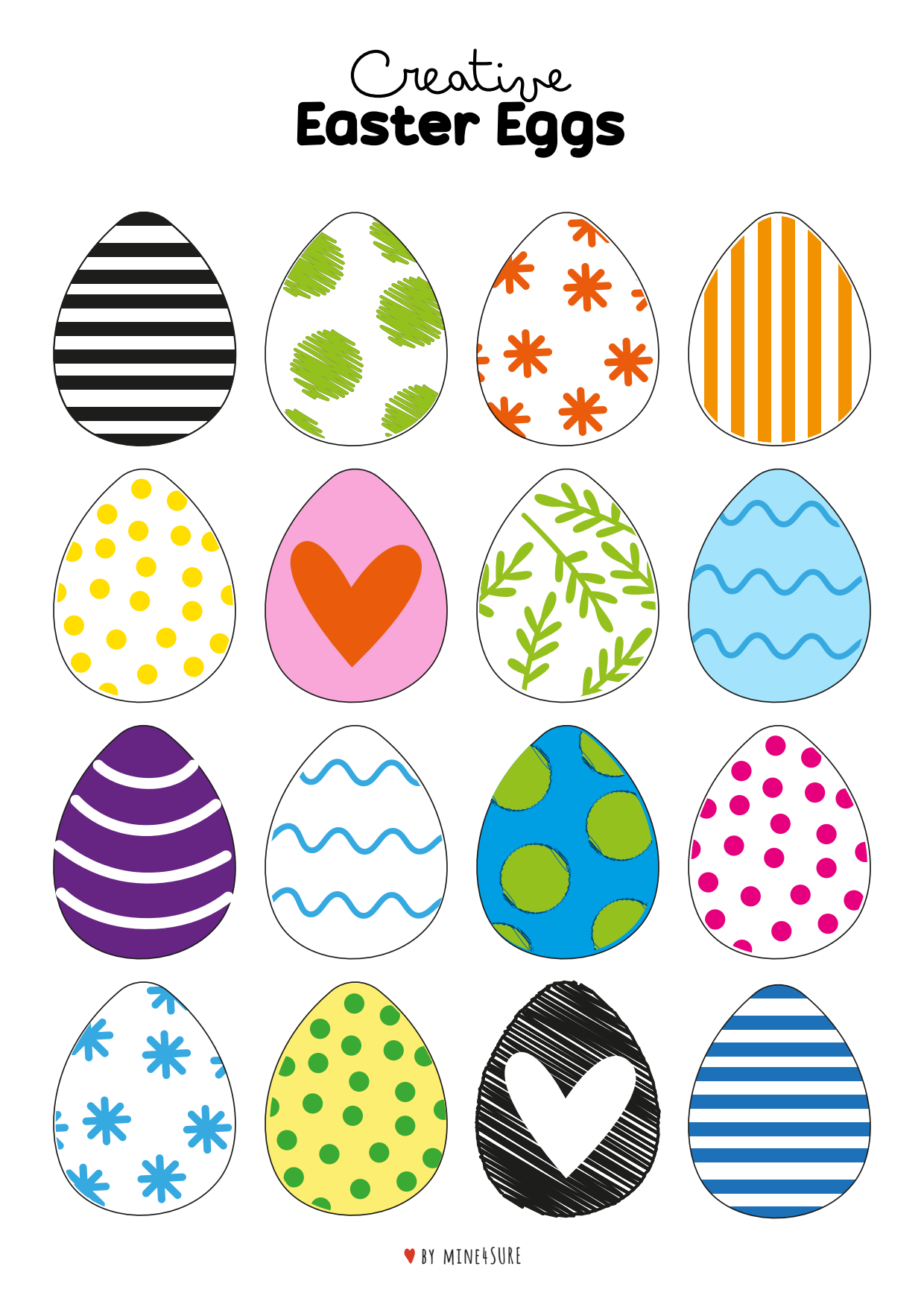 Creative Easter Eggs colouring Creative Easter Eggs colouring free printable