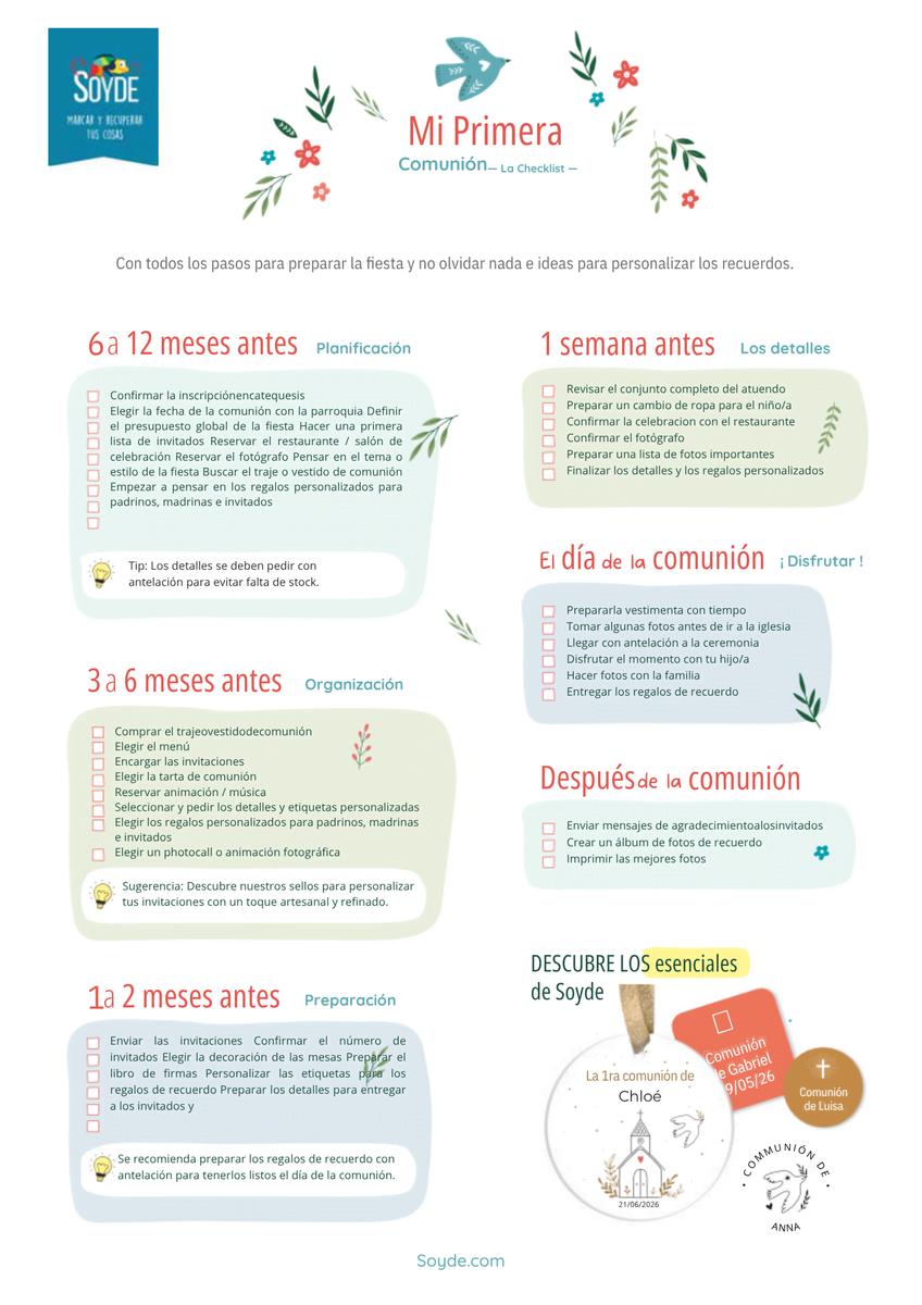 checklist primera comunion paso a paso