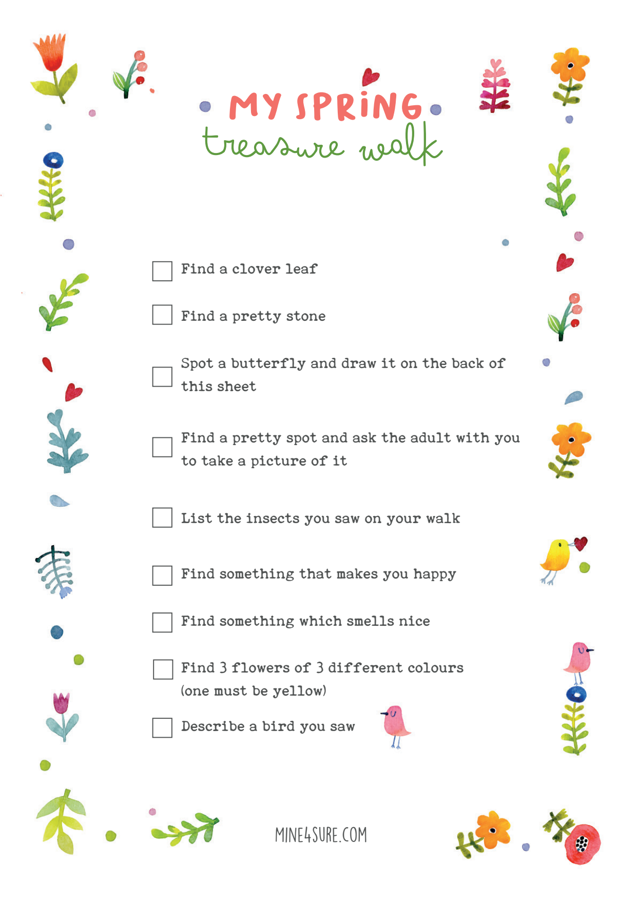 Free printable for children and families to download, treasure walk activity