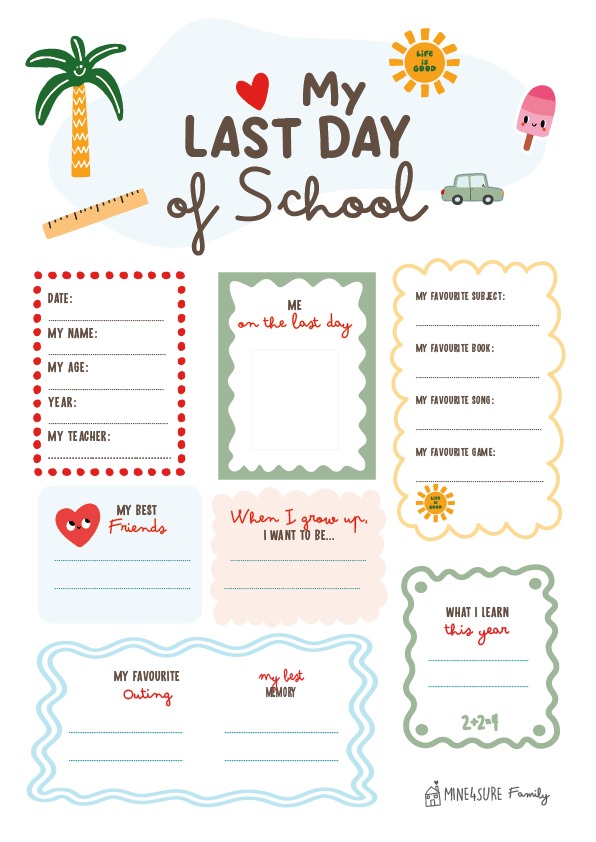 My last day of school free printable