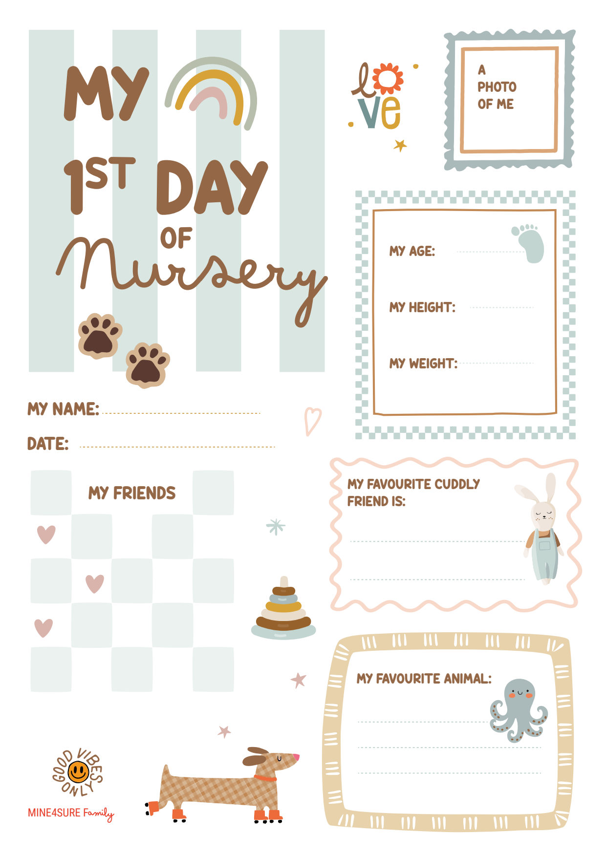 My free download of My First Day of Nursery poster
