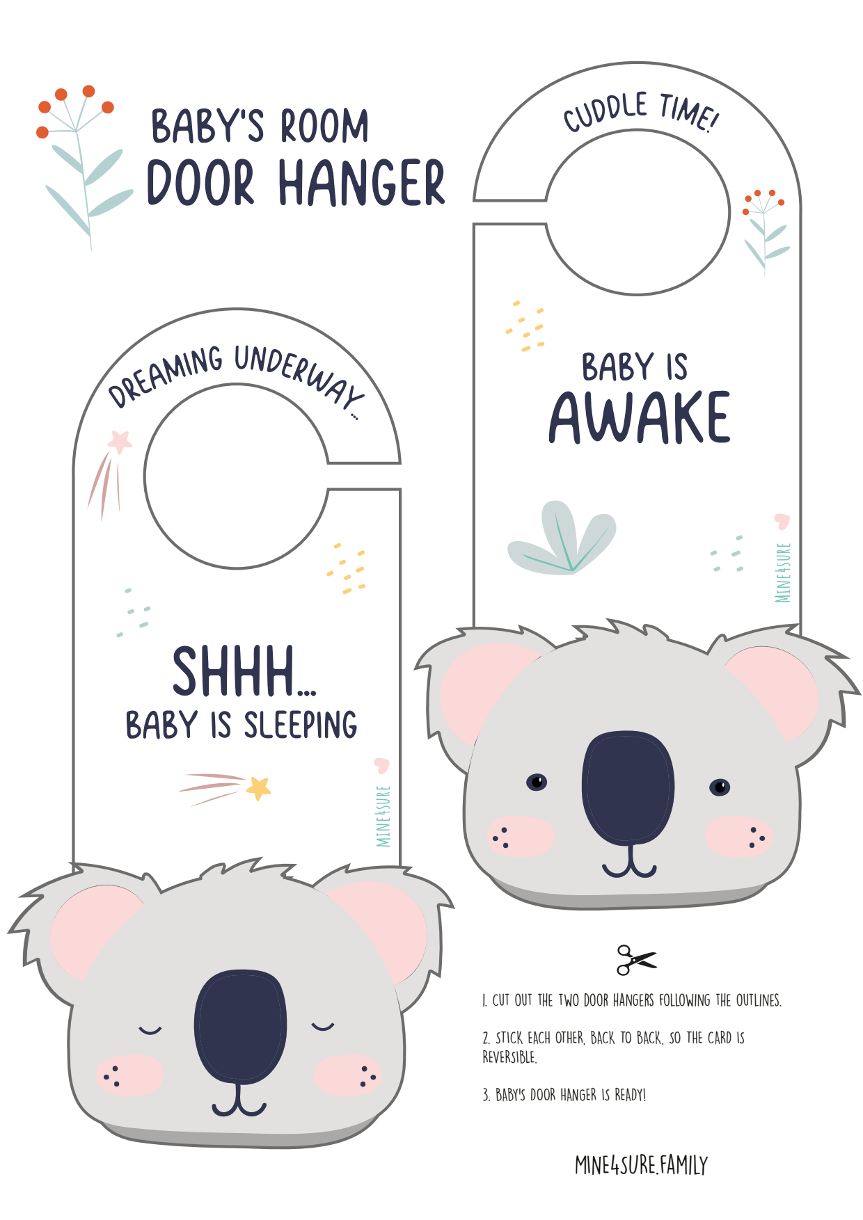 Free printable door hanger for baby's room